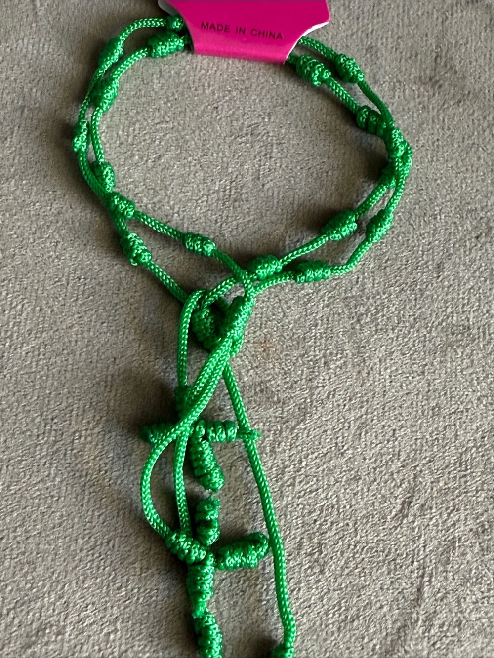Fashion Jewelry Green Knotted Cord Necklace